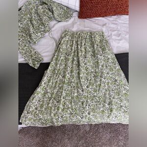 J.Crew Two Piece Linen Set with Cropped Top (M) and Midi Skirt (10)